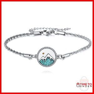 Sterling Silver Faith Bracelet Mountain Cross Mustard Seed Compass Charm